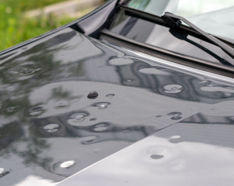 Car bonnet with hail damage